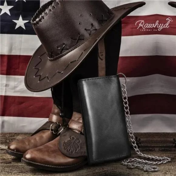 Wallets for Men with Chain - Black - Picture 6 of 7